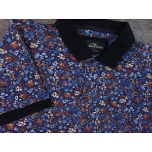 Rodd & Gunn Shirt Mens Large Sports Fit Blue White Floral Print Polo